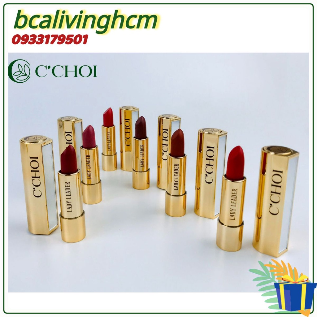 Son sáp lì siêu mịn Lady leader C'choi mỹ phẩm xanh với 6 màu phù hợp tiêu chuẩn FDA hoa kỳ