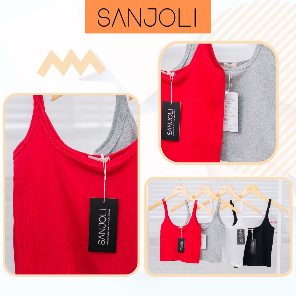 Áo 2 Dây SANJOLI Áo Croptop Kiểu Nữ 2s Dáng Ôm Body Chất Thun Sexy Kiểu Jennie Màu Đen Trắng Phong Cách Năng Động AO010