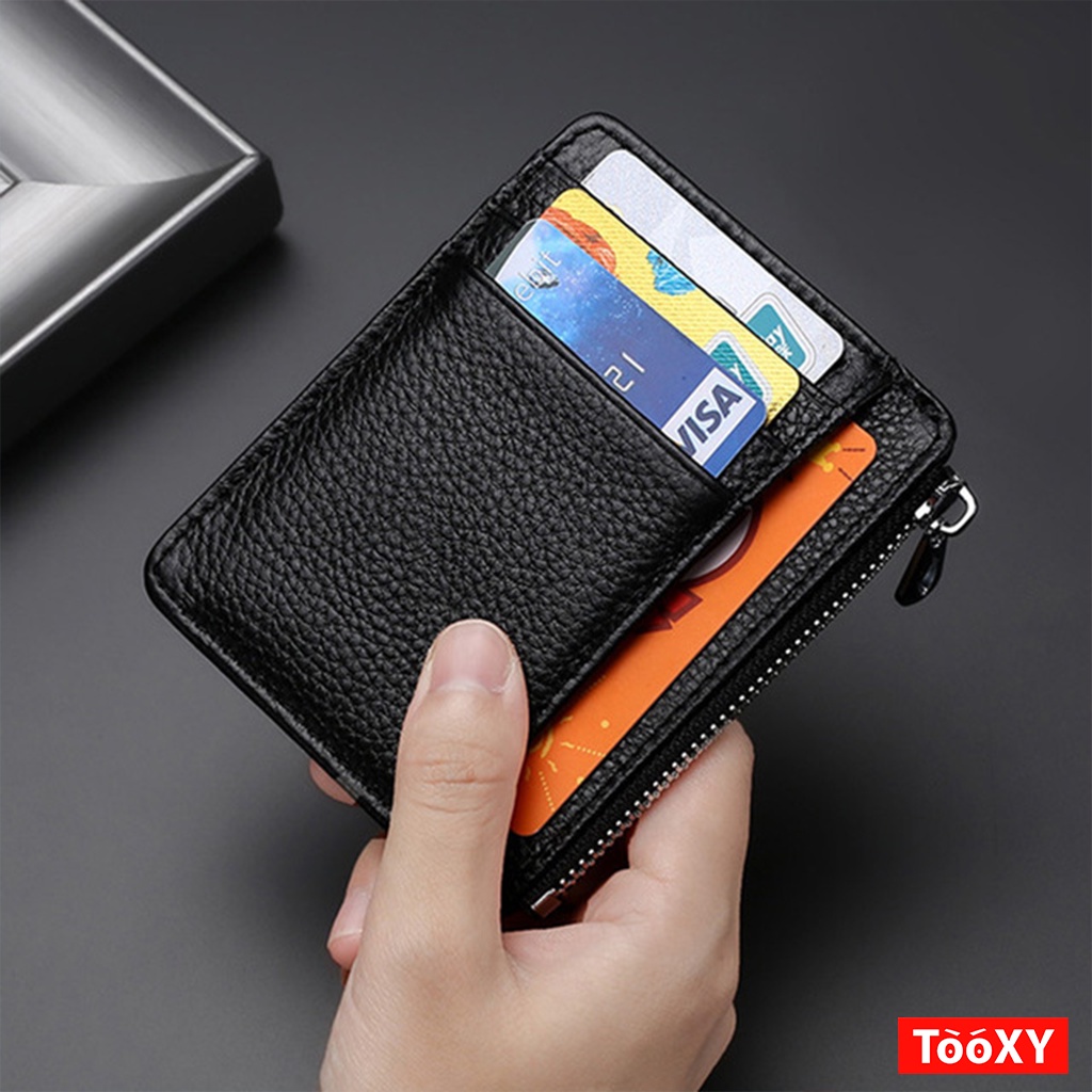 Ví da mini nam nữ cầm tay dáng đứng, Bóp da cao cấp đựng thẻ Card ATM, CMND, GPLX Nhỏ Gọn VD05