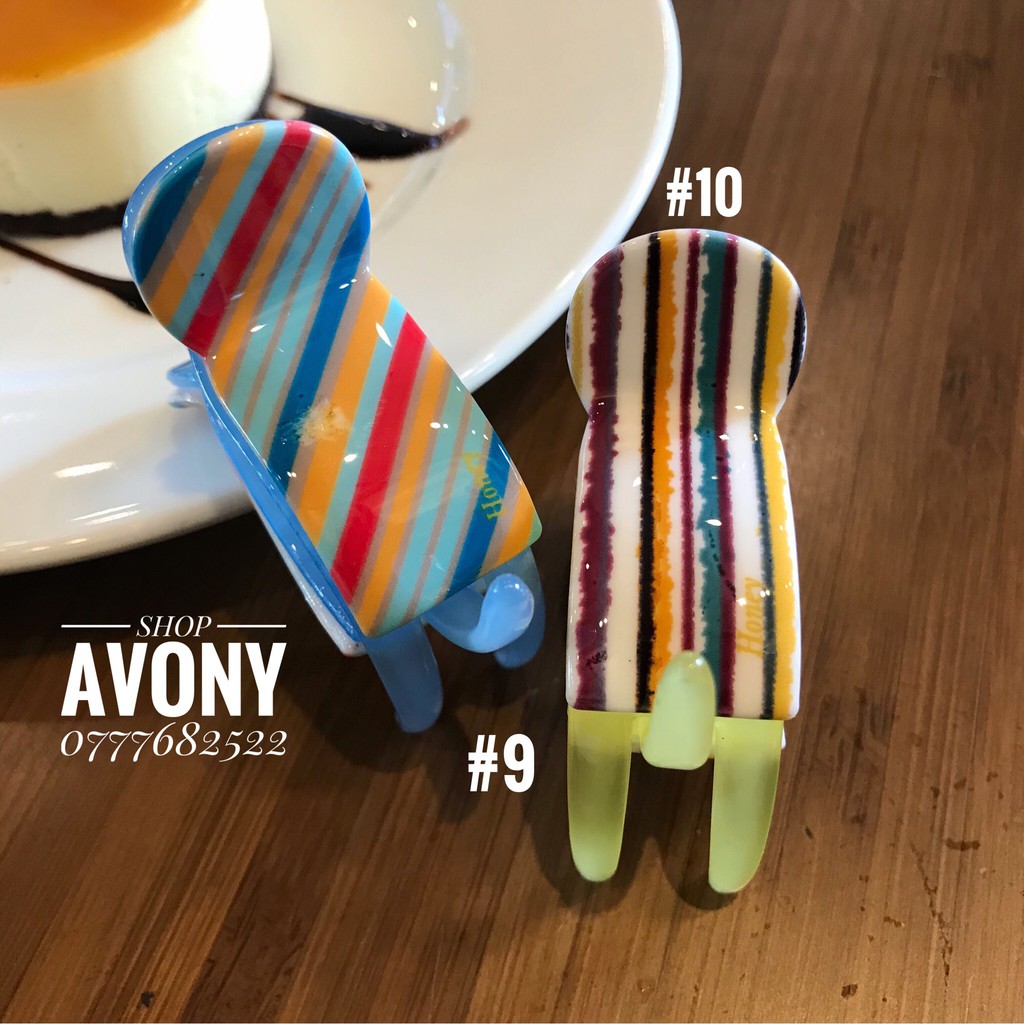 Kẹp tóc 3 răng đầu tròn Honey in sọc dọc pb 2