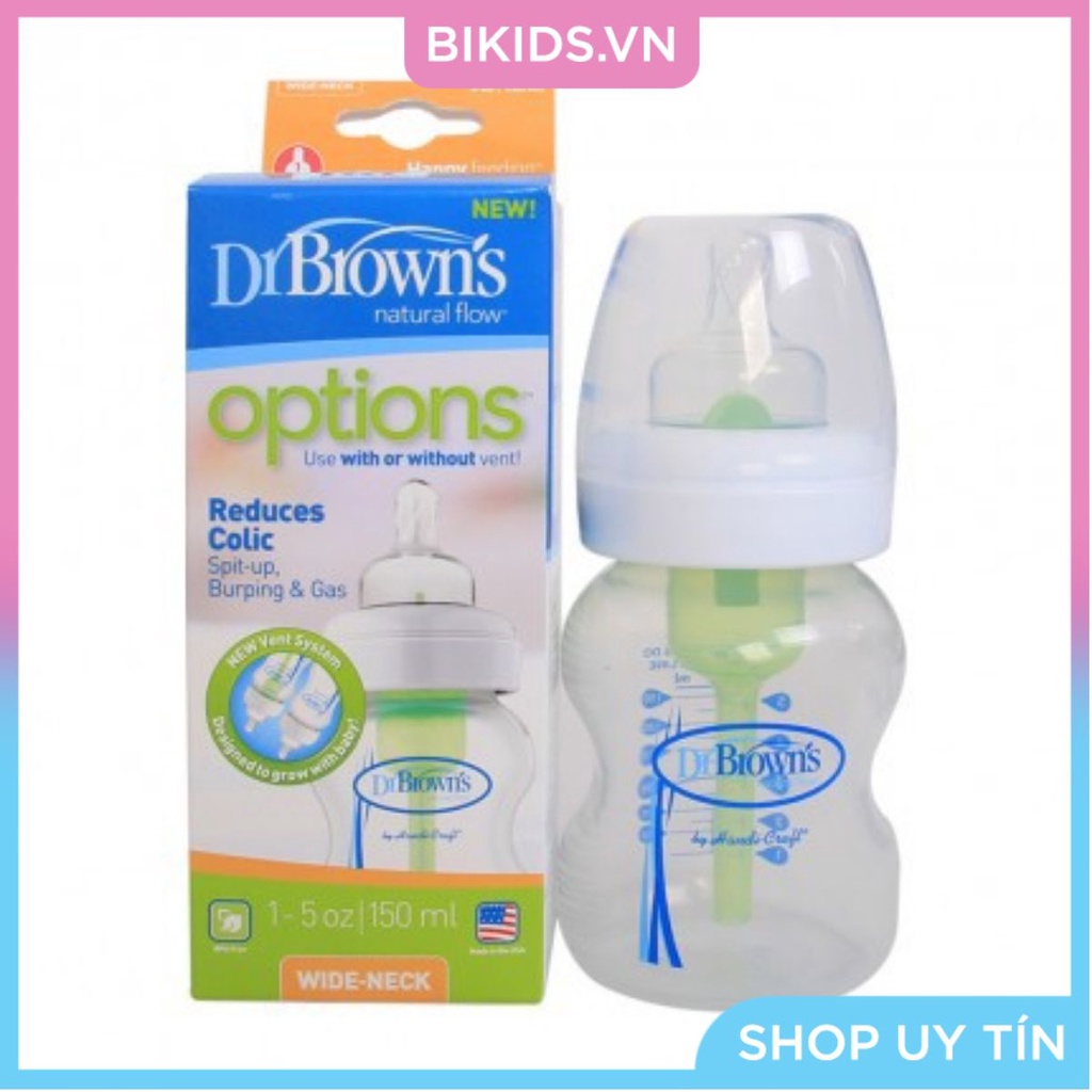 DrBrowns's - Bình sữa cổ rộng 150ml nhựa PP