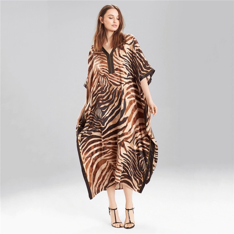 DN069 Bikini Che Phủ Gợi Cảm Sọc In Đầm Maxi Đi Biển Kaftan Áo Tắm Mùa Hè Phù Hợp Với Cover Ups Plus