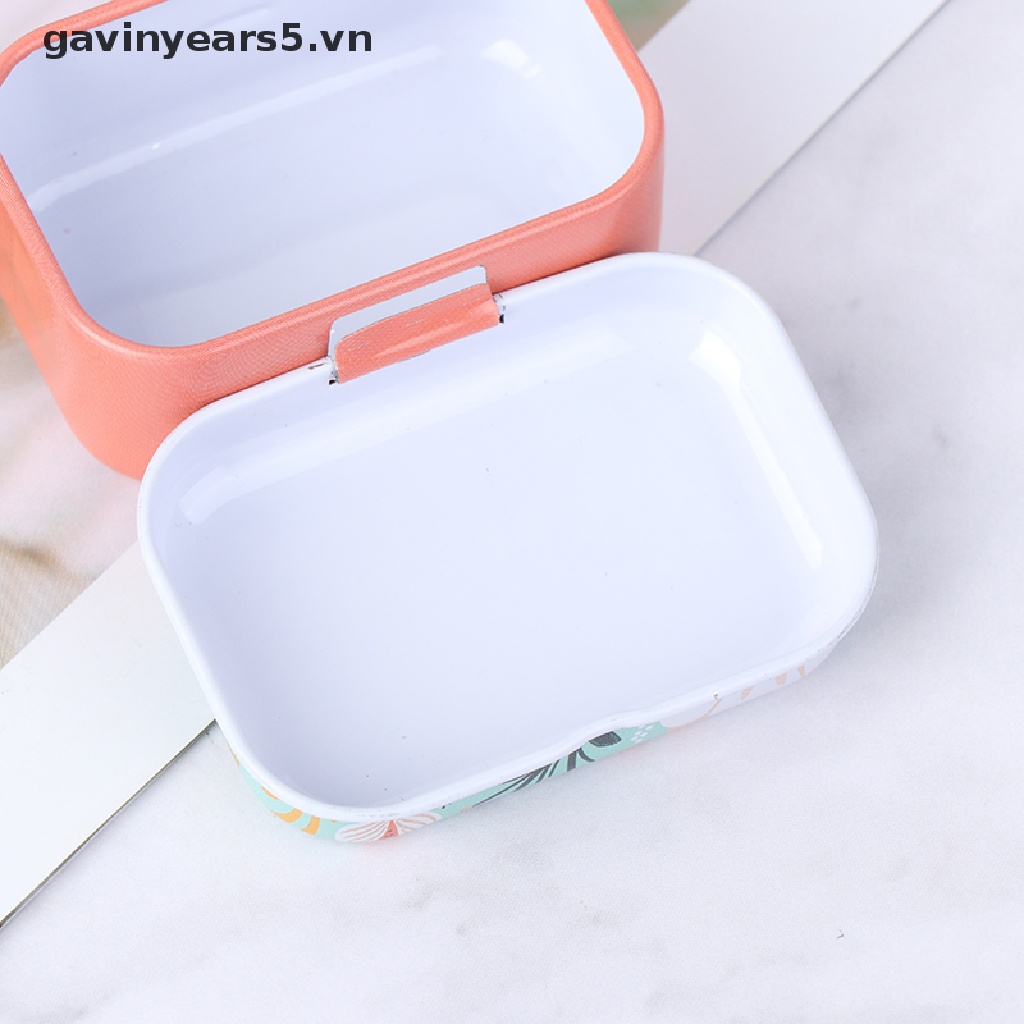 Hộp thiếc mini họa tiết hoa dùng đựng trang sức/ đồng xu xinh xắn