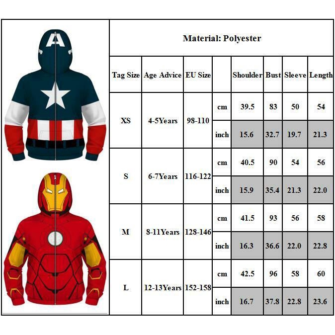 Áo khoác hóa trang nhân vật siêu anh hùng Captain America dành cho bé trai