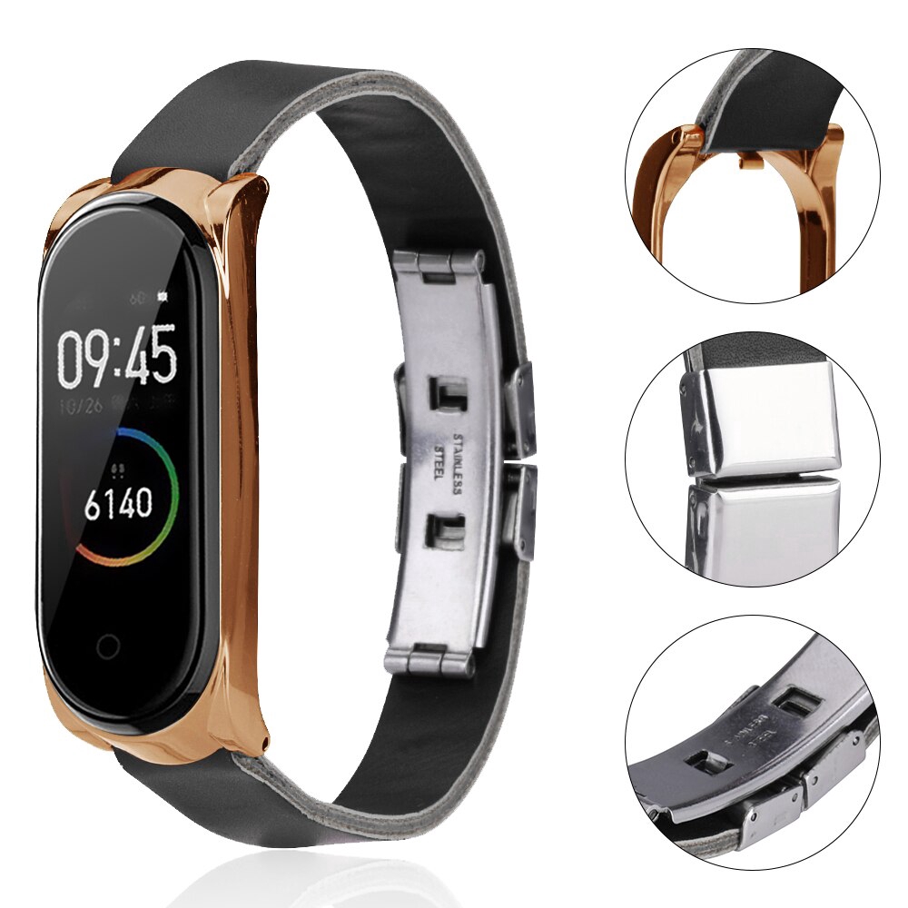 Dây Đeo Thay Thế Chất Liệu Da Thiết Kế Nhiều Lỗ Thời Trang Cho for Xiaomi Mi Band 6 5 4 3