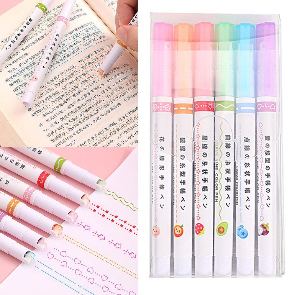 FOREVER Set 6 Bút Bắt Sáng Dạng Cong Hình Bông Hoa Nhiều Hình Dạng Màu Sắc Nghệ Thuật Dành Cho Văn Phòng