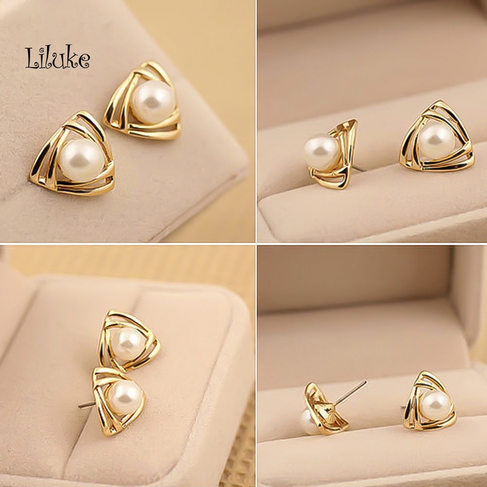 Đôi Khuyên Tai HìNh Chữ ThậP ĐíNh HạT NgọC Trai Giả ThờI Trang Cho Nữ