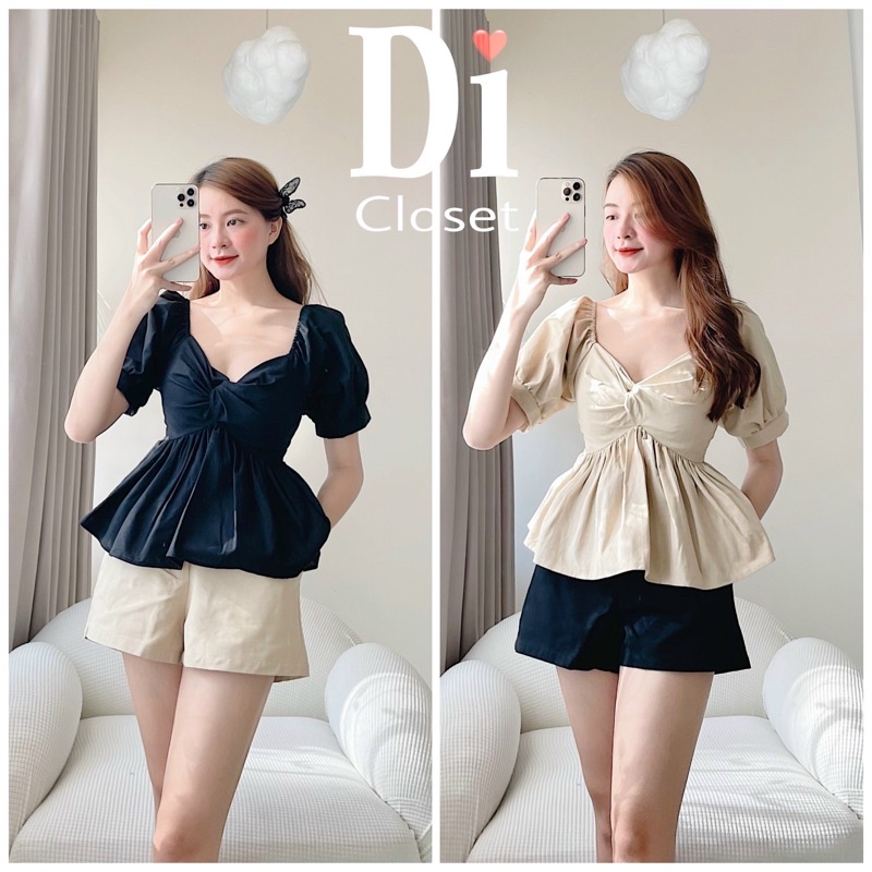 ÁO PEPLUM XOẮN NGỰC TAY PHỒNG HÌNH THẬT SHOP CHỤP