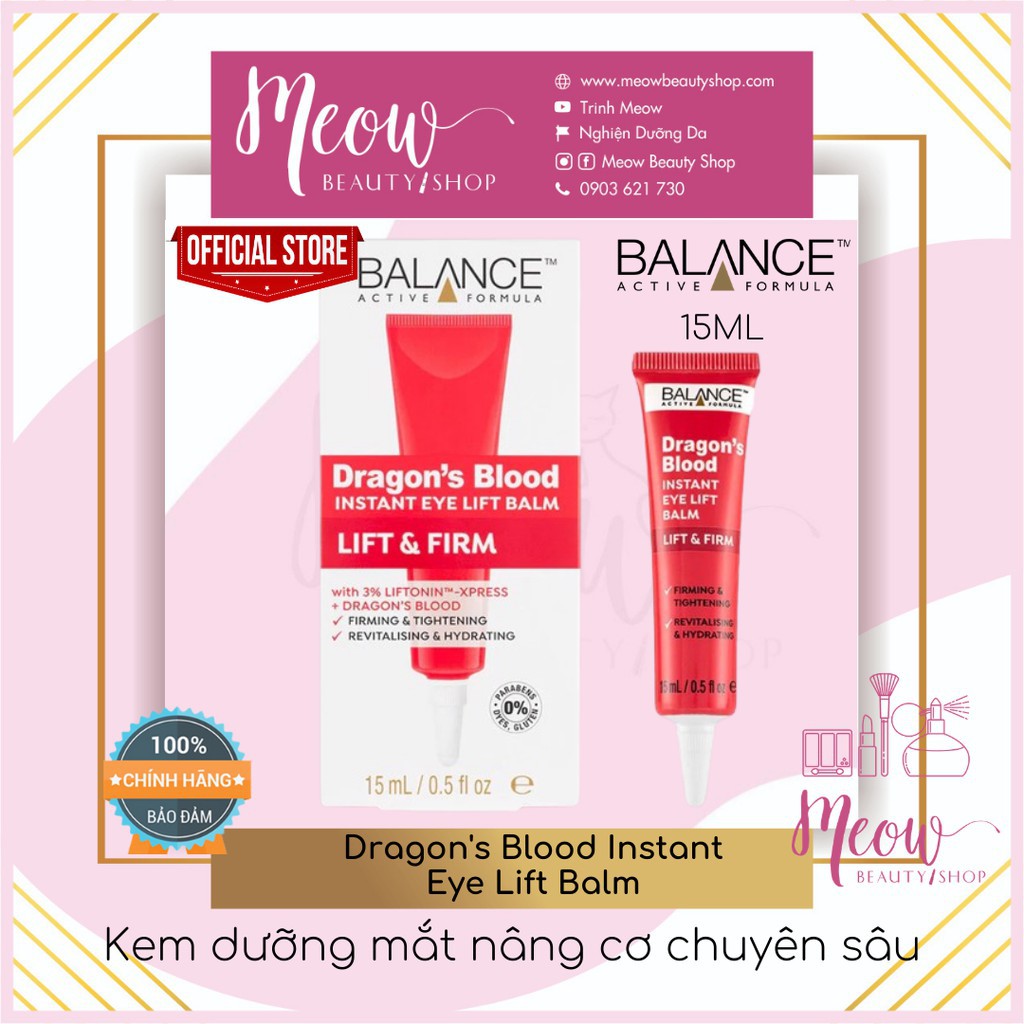 BALANCE - Kem Mắt Căng Da Tinh Chất Cây Máu Rồng Balance Active Formula Dragon's Blood Instant Eye Lift Balm 15ml