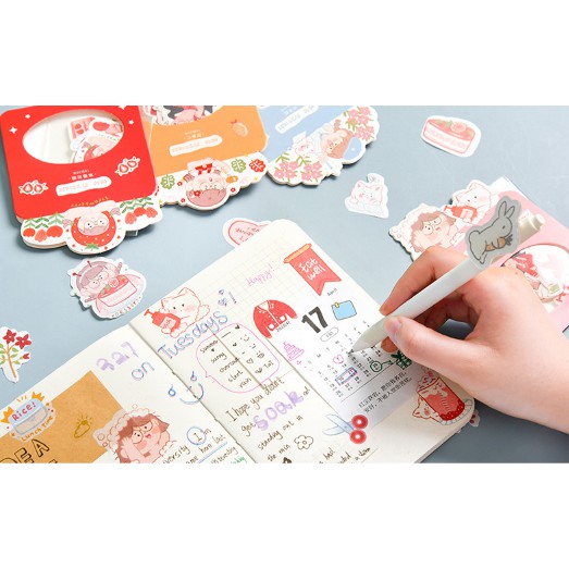 Bộ 30 sticker Hình Dán Cô Bé RosyPosy Trang Trí Sticker DIY Miếng Dán Trang Trí Sổ Tay Hình Hoa Xinh Xắn