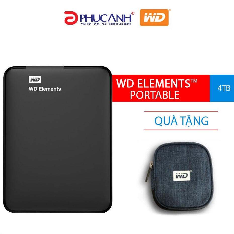 Ổ cứng di động Western Element 4Tb USB3.0 tặng kèm bao đựng (Hàng chính hãng, BH 24 tháng 1 đổi 1)