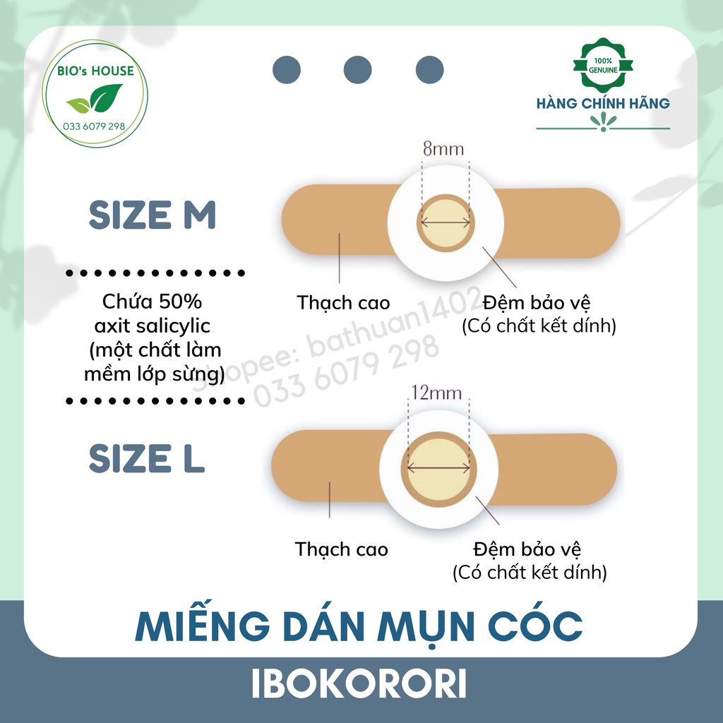 Miếng dán mụn cóc IBOKORORI 12 miếng (Nhật Bản)