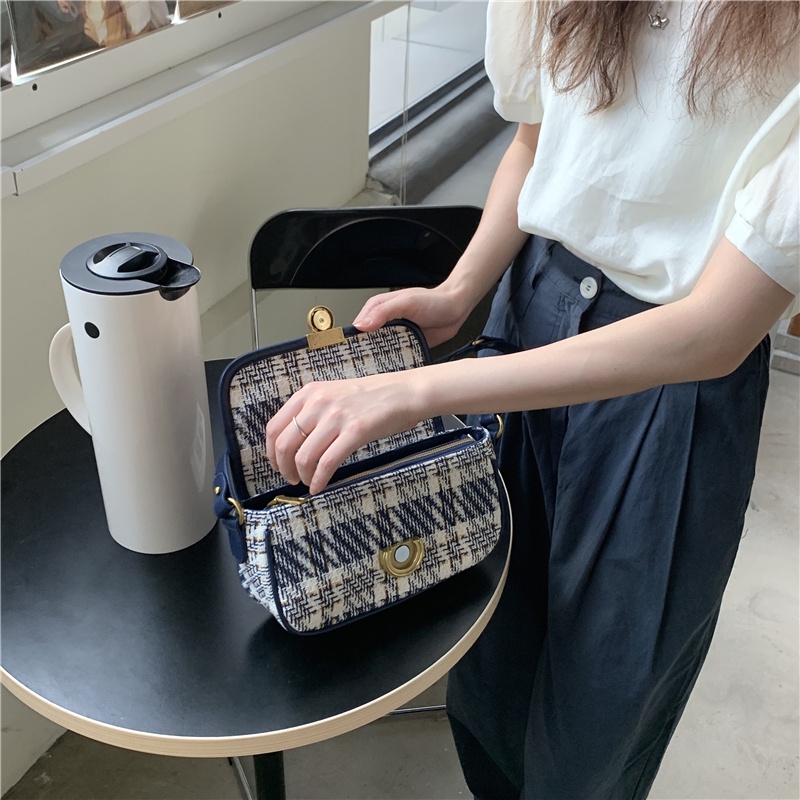 IELGY Túi đeo vai phối khóa cài nam châm kiểu dáng thời trang thanh lịch cho nữ