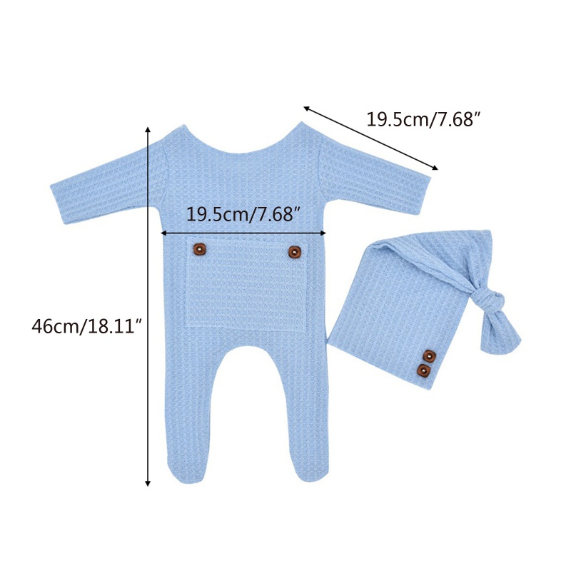 Bộ 2 Món Áo Liền Quần + Mũ Xinh Xắn Cho Bé Sơ Sinh Chụp Ảnh