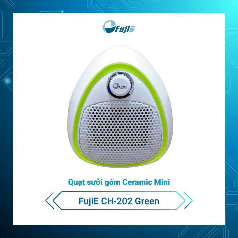 [ELHAP1 giảm tối đa 200K] Quạt sưởi gốm Ceramic mini FujiE CH-202 Green - Màu trắng viền xanh lá