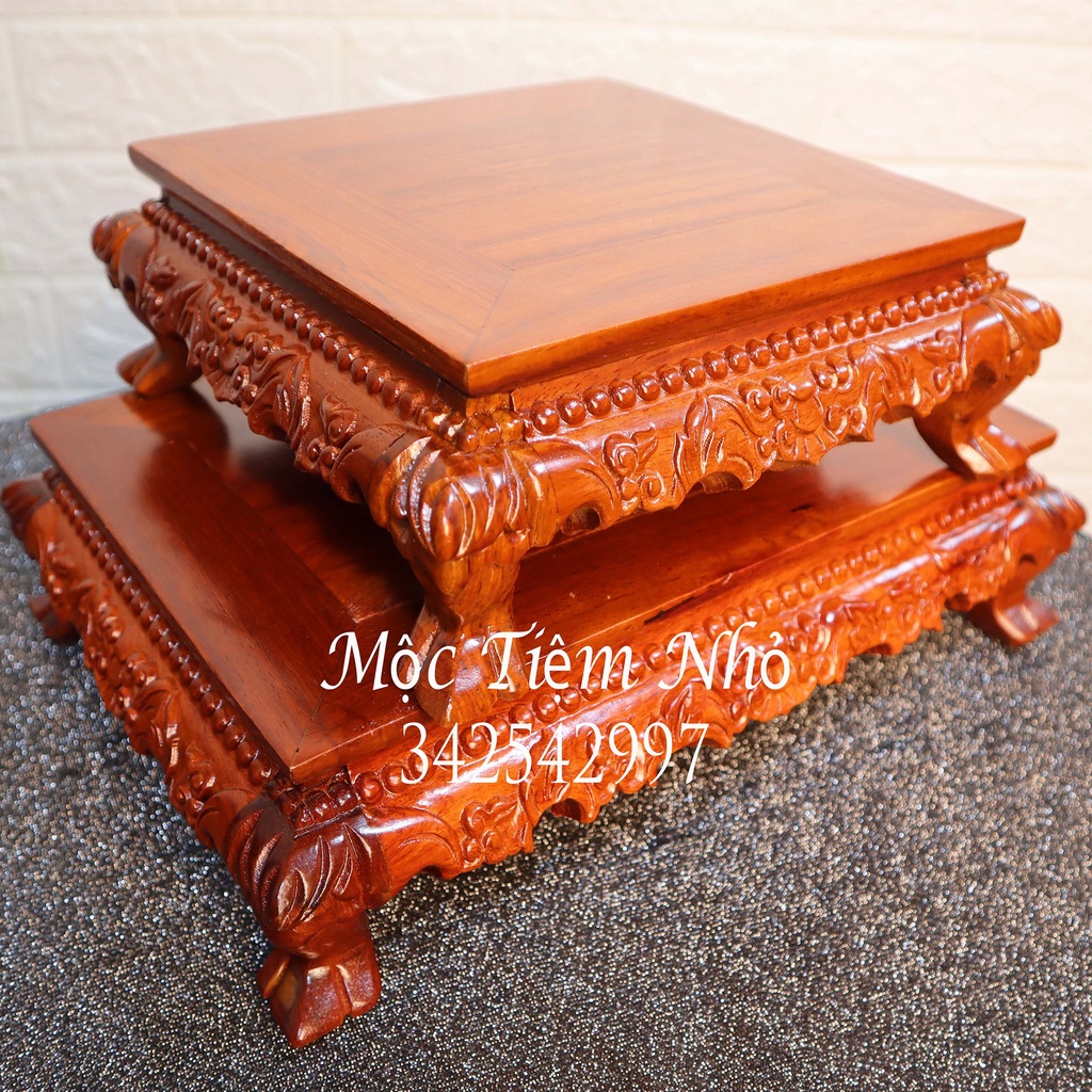Đôn vuông chân quỳ,Đế kê tượng,kỷ rồng vuông gỗ hương cao 9cm