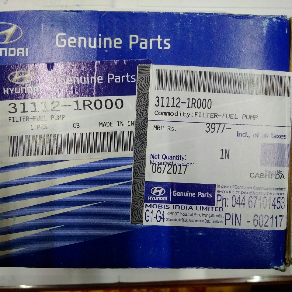 Lọc xăng Hyundai Grand i10, Acent, Kia Rio hàng xịn Mobis Ấn Độ 31112-1R000