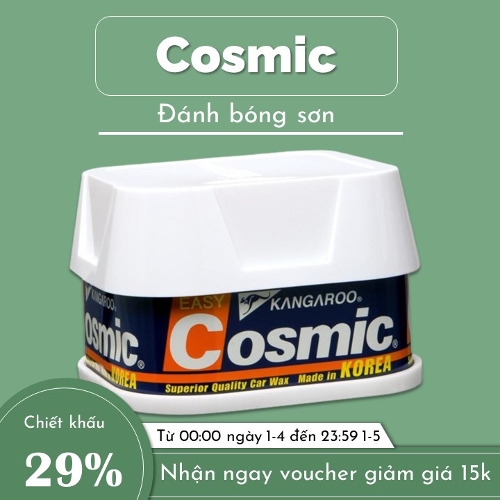 Sáp đánh bóng sơn xe Cosmic Klink dành cho mọi màu sơn ô tô chống bám nước, tặng miếng bọt biển, nhập khẩu Hàn Quốc