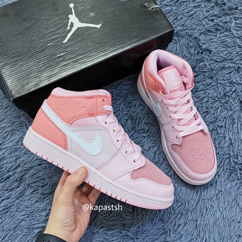 Giày Jordan 1 Cao cổ, Giày JD1 hồng, Digital Pink Mid (Fullbox)