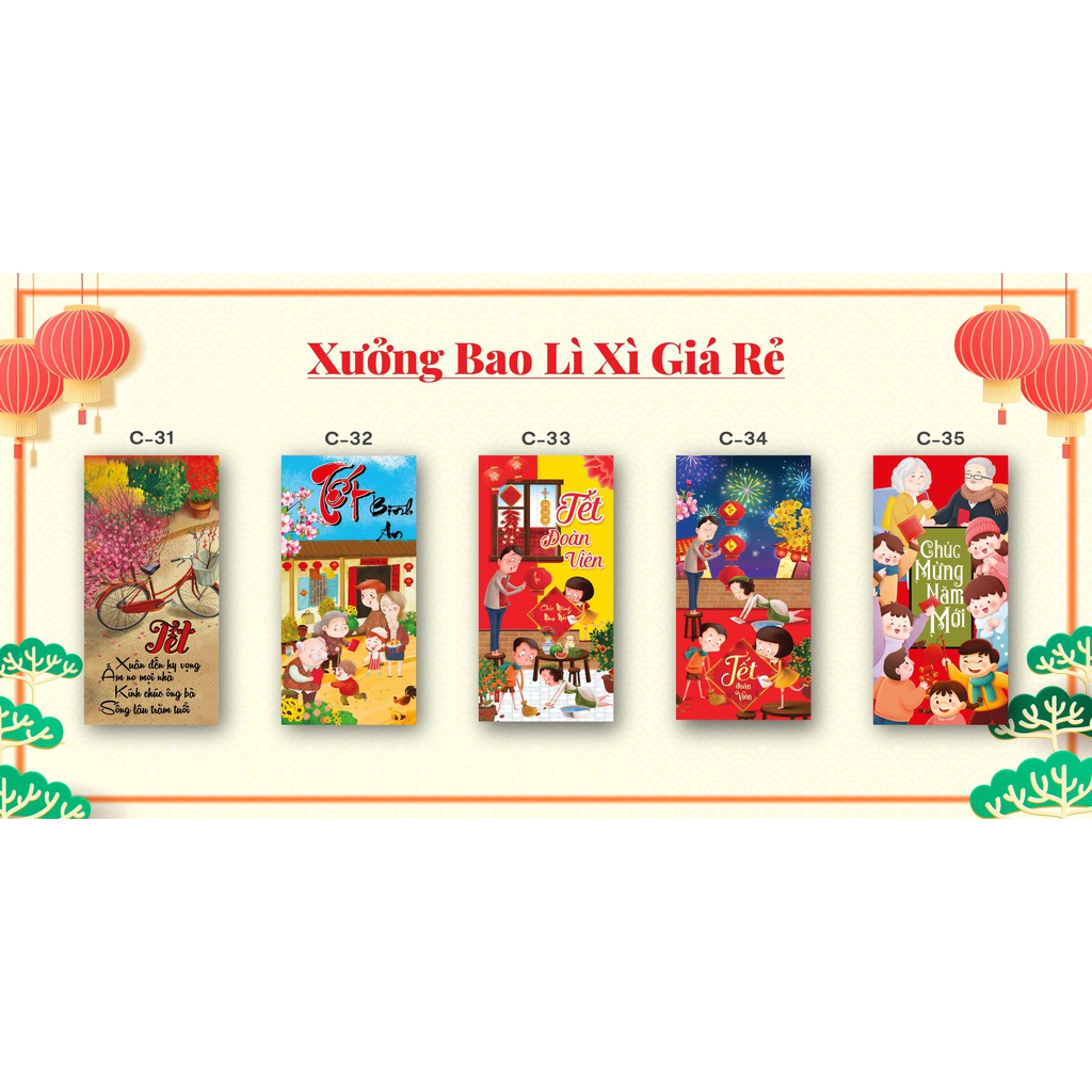 BAO LÌ XÌ TẾT 2021 NĂM TÂN SỬU ( 1 XẤP 10 CÁI )
