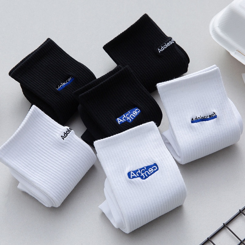 Vớ WAFNHA D588 phong cách thể thao trắng đen thời trang unisex
