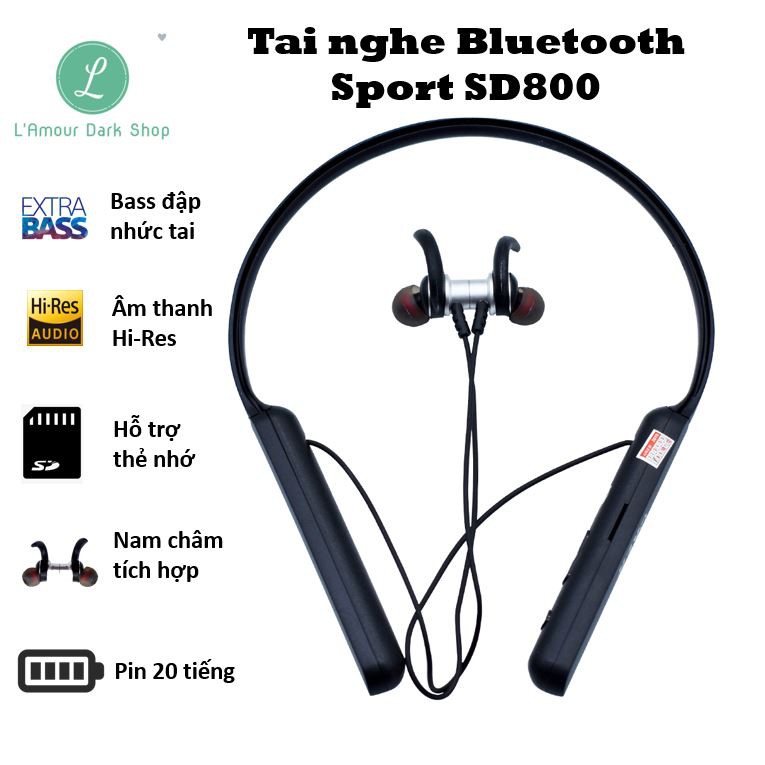 [Pin 20 tiếng] Tai nghe Bluetooth 5.0 Sport SD-800 Pin 20 tiếng liên tục