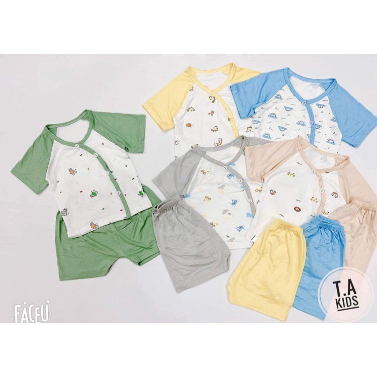 [XẢ KHO] Bộ Cúc Chéo Thun Lạnh Minky Mom Cho Bé Trai Bé Gái Sơ Sinh - Chất Liệu Mềm Mát - Size cho bé từ 3-9KG