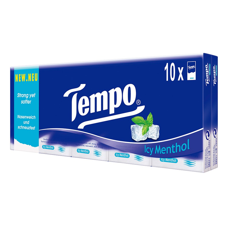 Khăn giấy bỏ túi 4 lớp Tempo Regular Icy Menthol lốc 10 gói