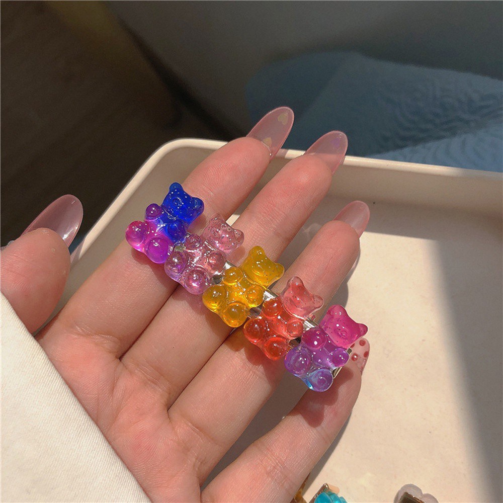 Kẹp Tóc Mỏ Vịt Màu Kẹo Hình Gấu Dễ Thương Phong Cách Hàn Quốc Cho Nữ