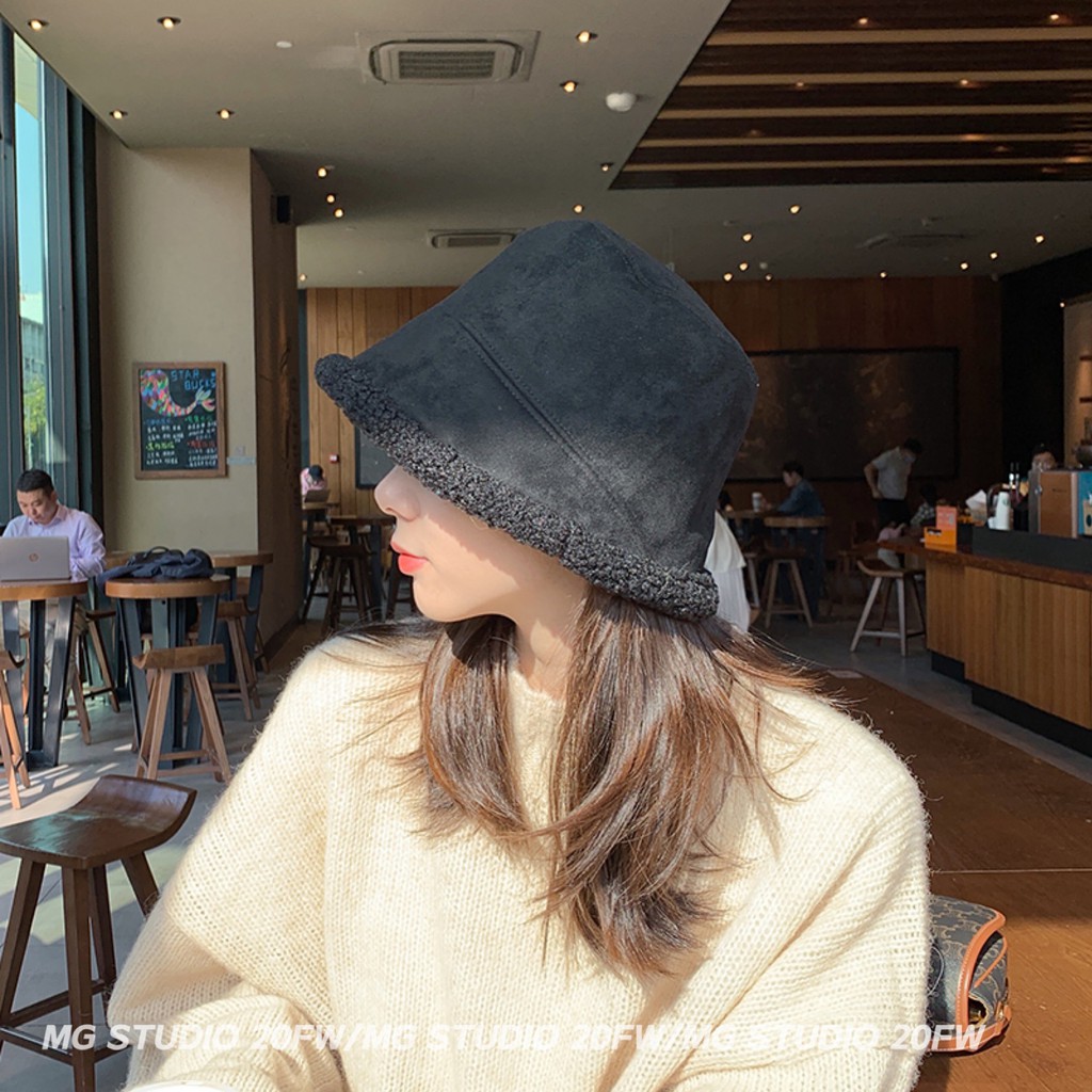 Nón Vành Hai Mặt Bằng Da Lộn Giữ Ấm Mùa Thu Đông
