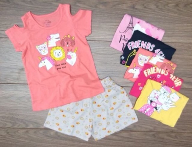 Bộ áo lệch vai xuất dư cho bé size 4-14t