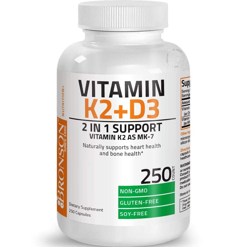 Thực Phẩm Bổ Sung Bronson - Vitamin K2 (MK7) + D3 (250 viên) | Thế Giới Skin Care