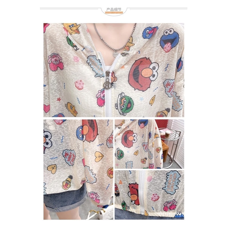 Áo Chống Nắng Bằng Lụa Lạnh Nhẹ Thoáng Khí In Họa Tiết Hoạt Hình Phong Cách Phương Tây Thời Trang Cho Nữ