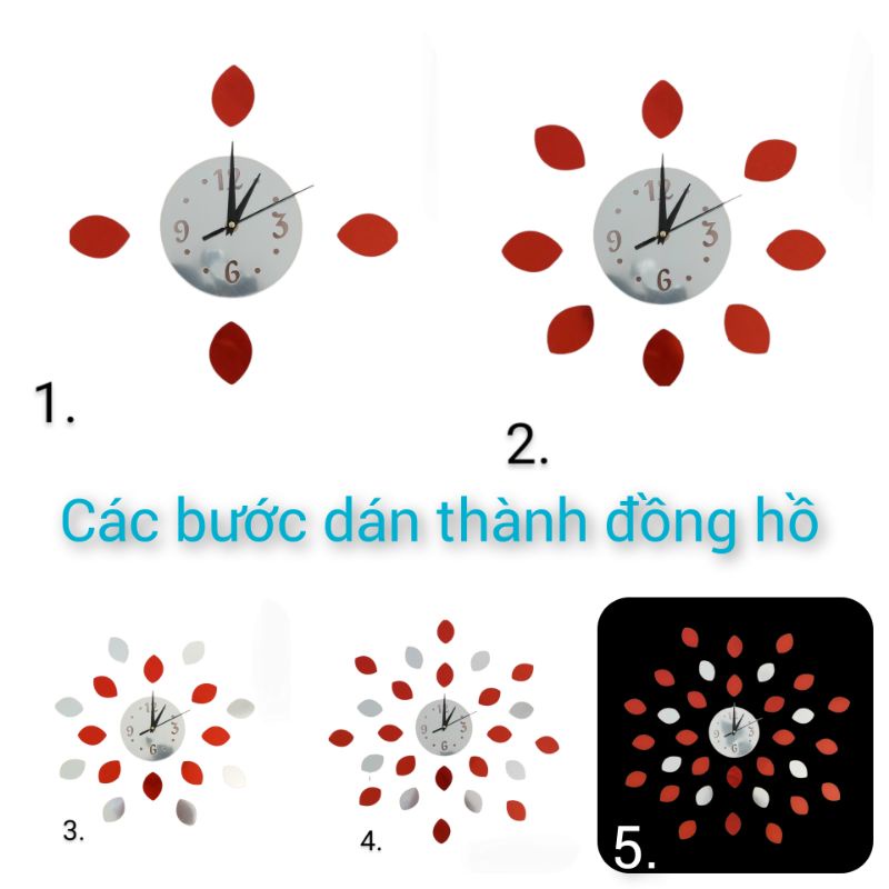 Đồng hồ gương dán tường hình tia lá