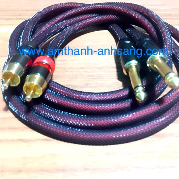 Dây rắc 6 ly ra av 02 dây tín hiệu âm thanh Jack hoa sen sang 6.5 ly