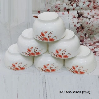 bộ chén sứ ăn cơm - chén sứ hoa đào