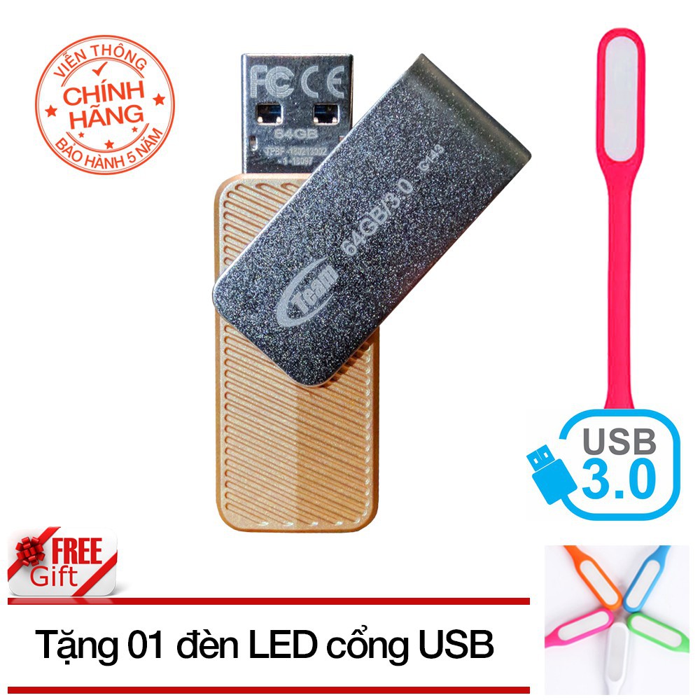 USB 64Gb 3.0 Team Group INC C143 tặng đèn LED USB - Hãng phân phối chính thức