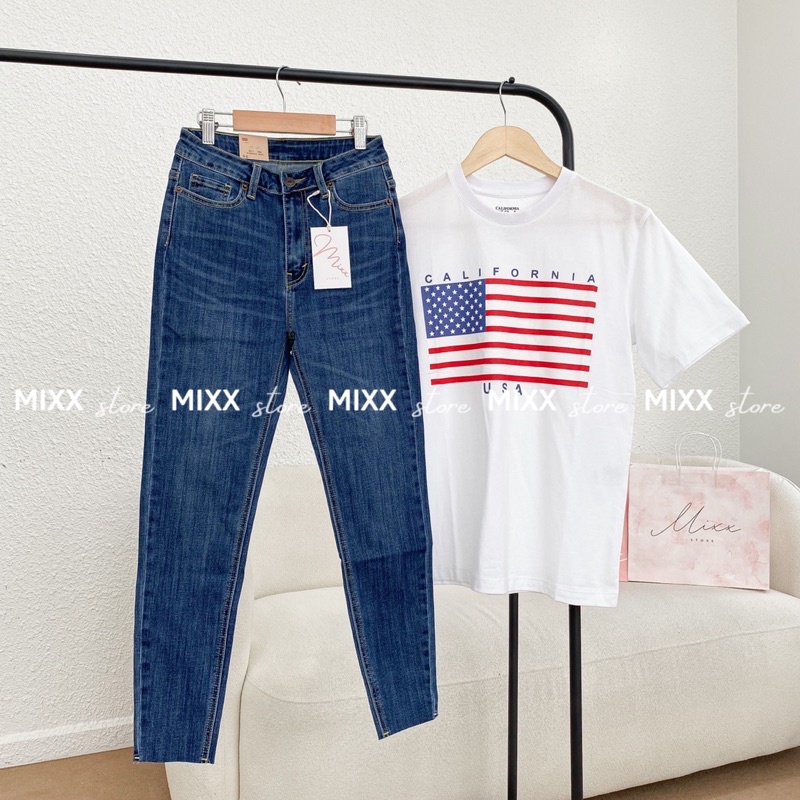Quần Jean Nữ Skinny lưng cao lai cắt chất co giãn thoải mái phom 9 tấc chuẩn đẹp xịn