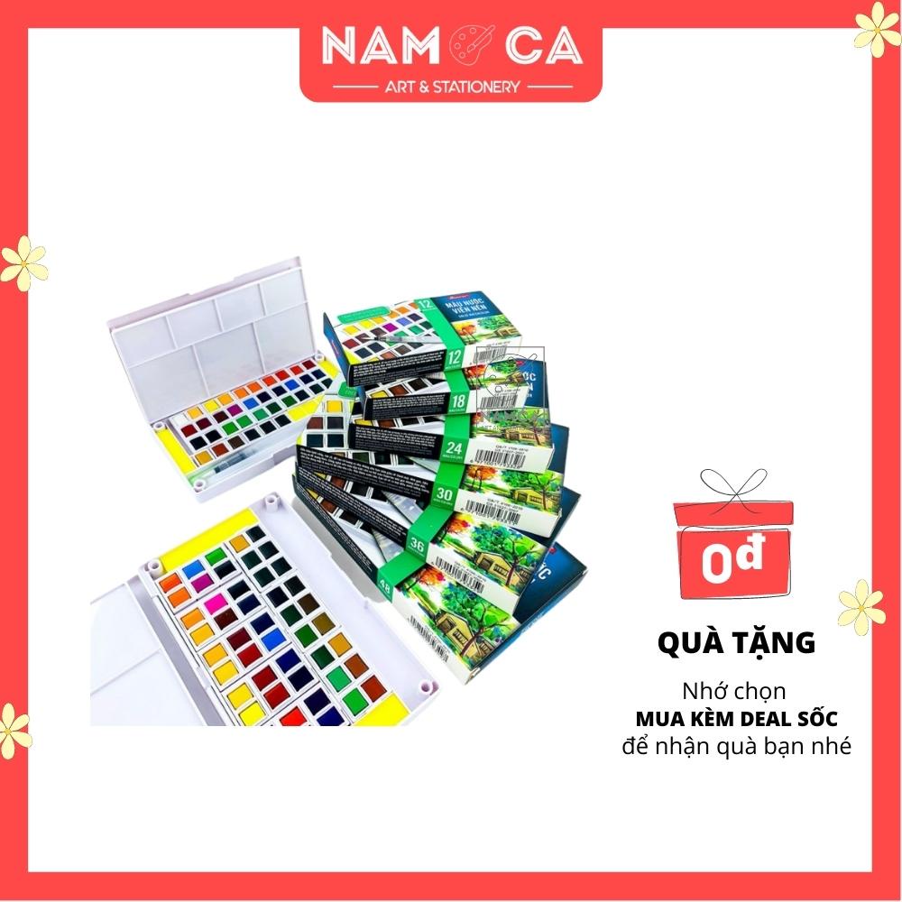 Màu nước Superior dạng viên nén hộp 12/18/24/30/36/48 màu, tặng kèm cọ nước