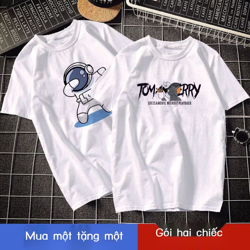 ❁Mua một tặng một tuổi teen học sinh trung học cơ sở áo thun nam ngắn tay đẹp trai phiên bản Hàn Quốc xu hướng quần áo m