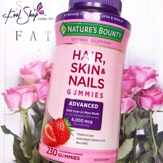 🍓230viên🍓Kẹo dẻo làm đẹp da tóc móng Nature's Bounty Hair, Skin & Nails Gummies 230 viên của Mỹ🍓