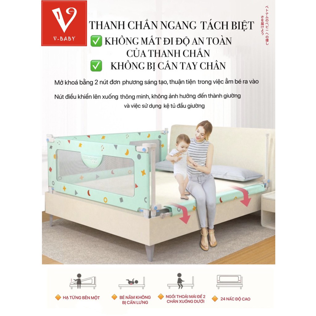 [Mã 267FMCGSALE giảm 8% đơn 500K] Thanh chắn giường Nhật Bản V-BABY NV01 &amp; N1 hàng cao cấp - 1 hộp 1 thanh