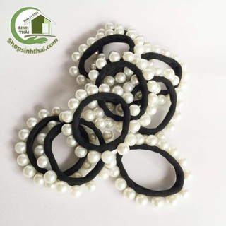 Dây thun cột tóc đính ngọc trai giả
