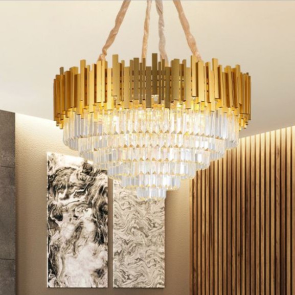 Đèn thả mâm LIONT pha lê loại tròn độc, đáo sang trọng trang trí nội thất hiện đại.