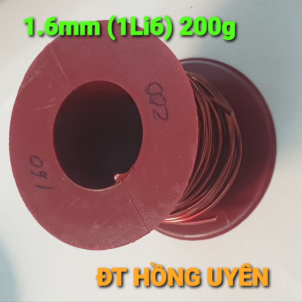 (1.6mm 200g). Dây đồng quấn biến áp cơ. Dây đồng tráng men, bọc emay cách điện. Dây đồng 1li6 chịu nhiệt độ cao