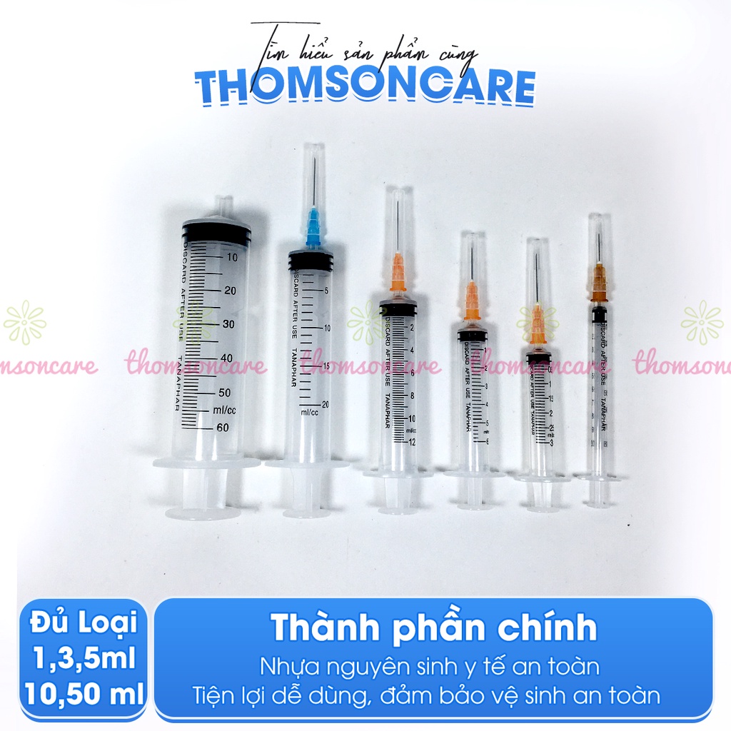 Bơm tiêm y tế đủ loại 1ml 3ml 5ml 10ml 20ml 50ml - Bơm sử dụng một lần Tanaphar