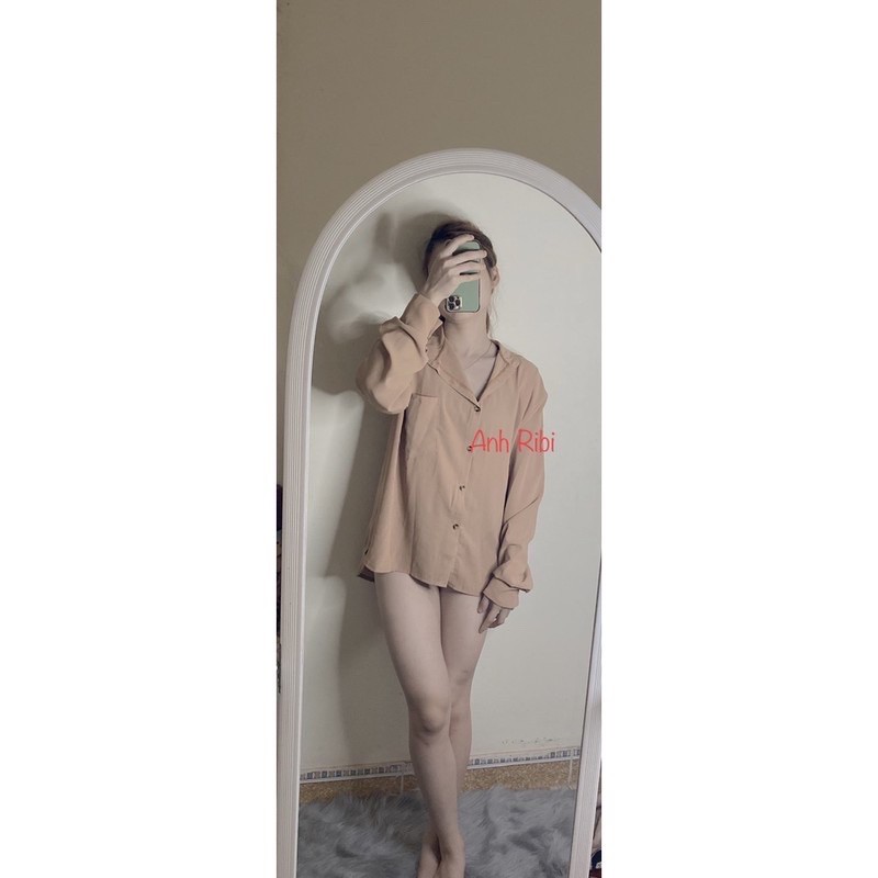 Áo sơmi trơn vintage chất thô mềm dày dặn