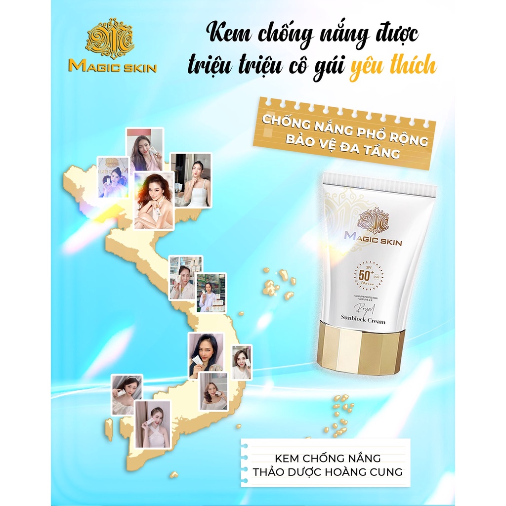 Kem chống nắng kem trang điểm MagicSkin SPF50+++ bảo vệ da 98% tia UVB