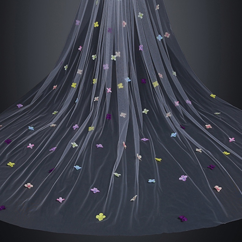 Mạng Che Mặt Vải Tuyn 1 Lớp Không Cắt 4 Màu Sắc Dành Cho Cô Dâu