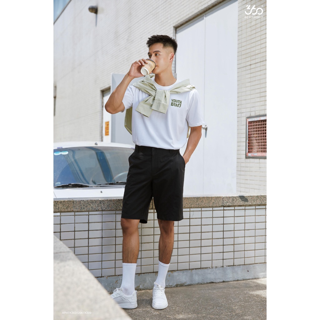 Quần short vải khaki thương hiệu thời trang nam 360Boutique - QSKTK309